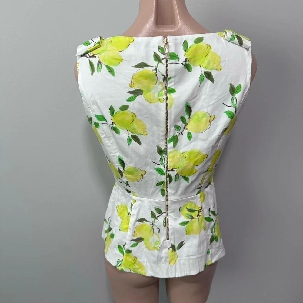 Kate Spade Thalia Peplum Bow Top Lemons 4 Spring Shirt